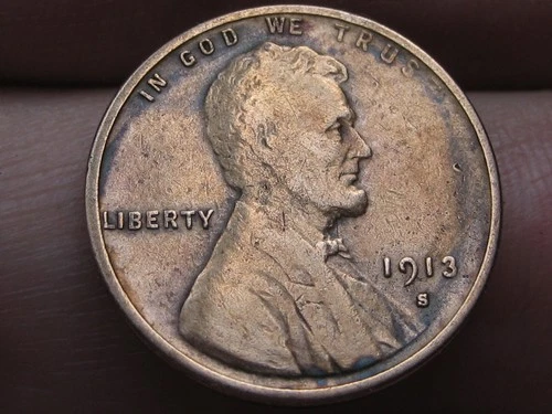 1913 S Lincoln Cent Wheat Penny- San Francisco, Fine/VF Details