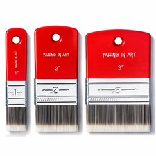 3 PCS Flat Paddle Paint Brush Set Scale Oil Acrylic Fits 1/2/3 Inch