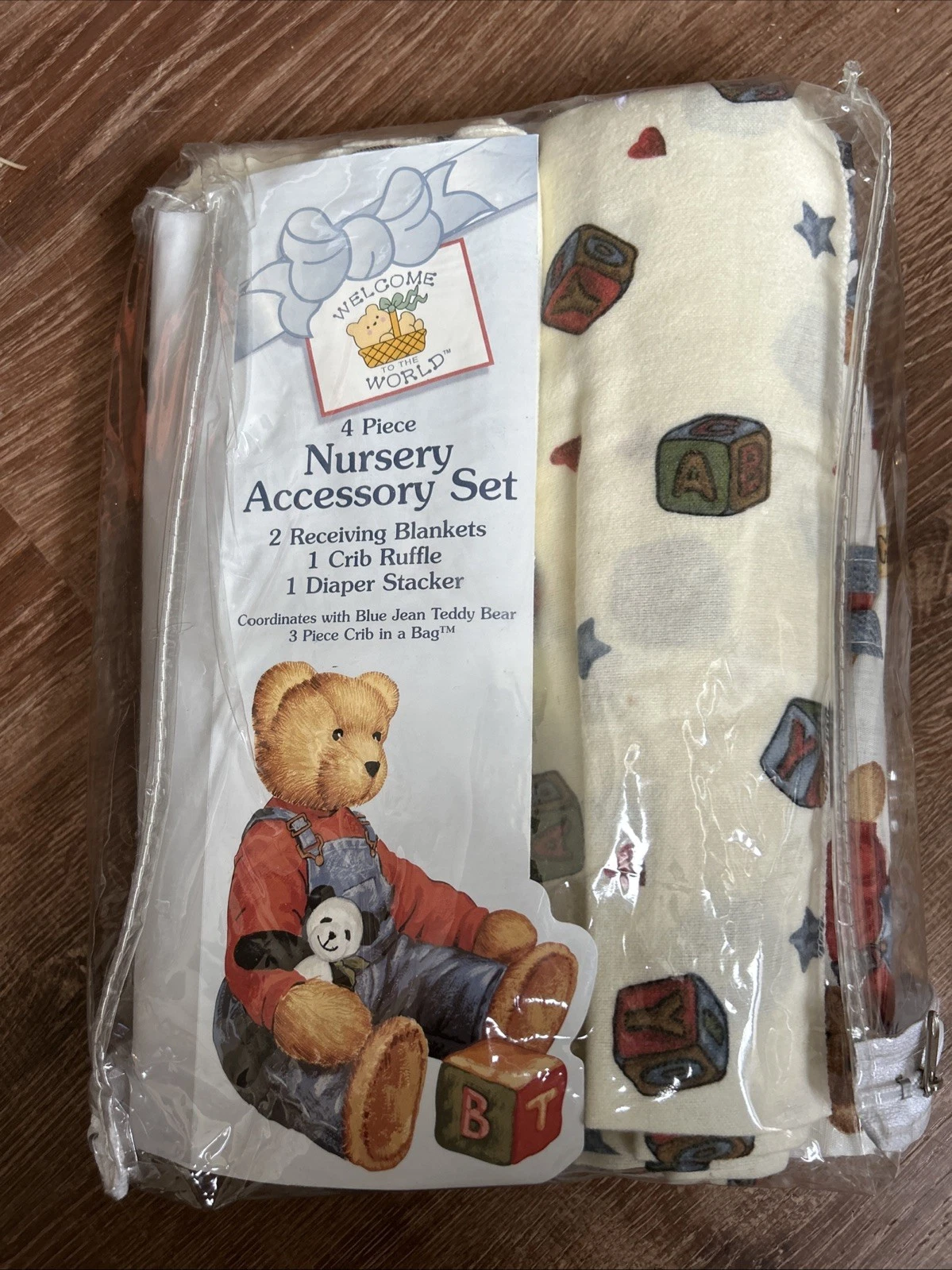 Blue Jean Teddy Bear Nursery Set 2 Blankets Diaper Stacker Crib Ruffle 4 Pc Set
Opens in a new windo