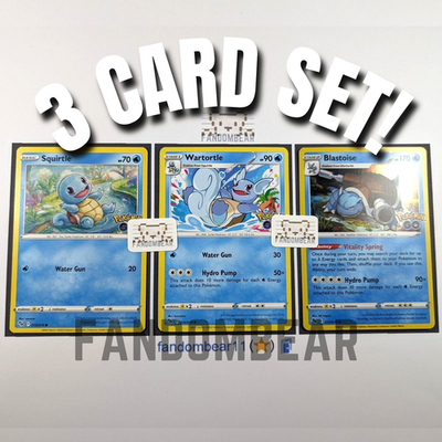 2022 SQUIRTLE WARTORTLE BLASTOISE SET Sword & Shield Pokemon Go HOLO NM/LP 