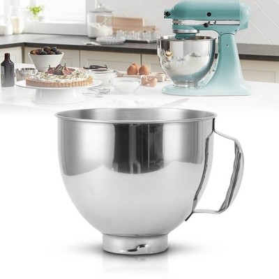 4.8 L Edelstahlschüssel Mixer Schüssel mit Griff für Kitchen Aid 5 QT Silber DE