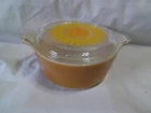 Vtg PYREX #472 Orange 1.5 pt Casserole Dish w Sunflower Lid #470-C EXCELLENT