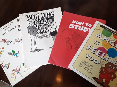 Set of 4 pieces of School Counselor Resources: Study, Anger, Building, Characte