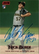 2019 Topps Stadium Club NICK BURDI RED FOIL AUTO 43/50 PIRATES RC SCA-NB