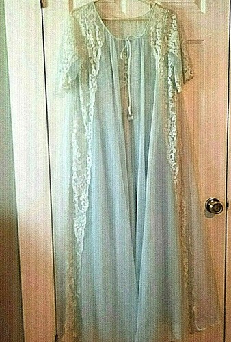 Shadowline 2 PC Mint Green Chiffon Peignoir Set Nylon LBridal ingerie Size S