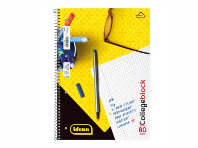 10x Spiralblock Collegeblock A4 kariert 80 Blatt gelocht mit Rand perforiert