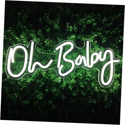 Oh Baby Neon Sign for Wall Decor Dimmable White Reusable Oh Baby Led B-White