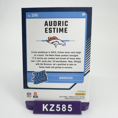 2024 Panini Donruss Optic - Rated Rookie Audric Estime Purple Shock (RC) - Picture 2 of 2