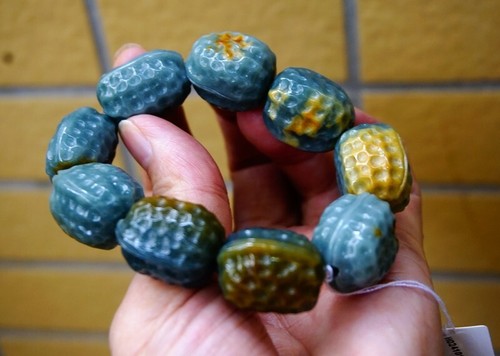 Certified Grade A Guatemalan Icy Brown Blue Juglans Bracelet 7“ Gemstone - Picture 2 of 15