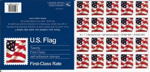 US SCOTT 3623a BOOKLET OF 20 FLAG STAMPS 37 CENT FACE MNH - Afbeelding 1 van 1