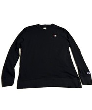 Champion Men's Long Sleeve French Terry Crewneck Pullover Sweatshirt Black large