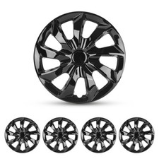 14" Set of 4 Black Wheel Covers Snap On Full Hub Caps fit R14 Tire & Steel Rim