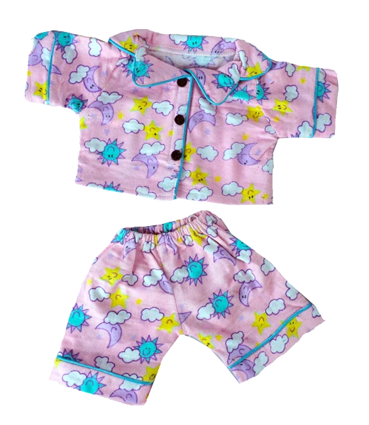 TEDDY MOUNTAIN Rosa Schlafanzug Pyjama Teddybär Kleidung Outfit passt 8" - 10" 20cm Bären Tiere