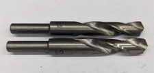 Two 23/64" Stub Drills 1/4" Shank HSS Bright USA NEW