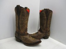 Corral Brown Leather Snip Toe Cross Wings Cowboy Boots Youth Sz 2.5 T Sty A1028