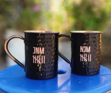 Personalized Black Copper Moscow Mule Mugs - Set of 2, Engraved Copper Mug