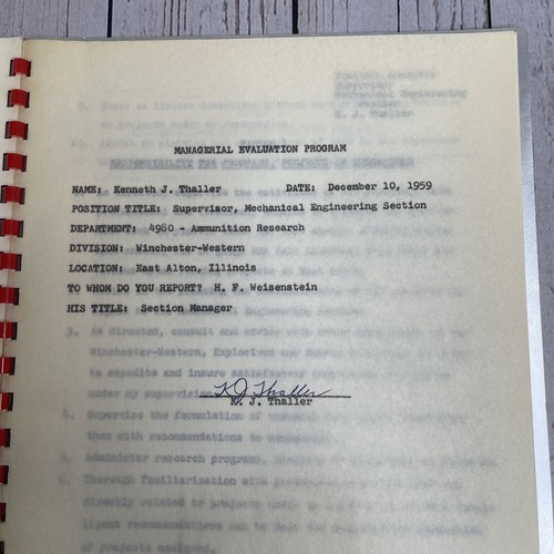 Vtg Olin Winchester Ammunition Managerial Evaluation 1959 Book Pamphlet Booklet - Picture 2 of 6