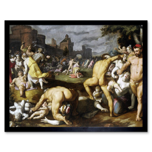 Van Haarlem Massacre Of The Innocents Painting Wall Art Print Framed 12x16 - Bild 1 von 29