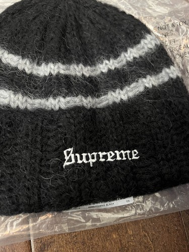 Supreme FW24 Brushed Stripe Mohair Embroidered Beanie Black One Size New IN HAND - Bild 3 von 6