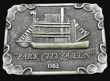 Park City Queen River Boat Riverboat Michael Ricker Art Vintage Belt Buckle