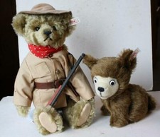 Steiff Teddy Bear Teddy Roosevelt Rough Rider Berry Bear Cub 2 Piece Awesome Set