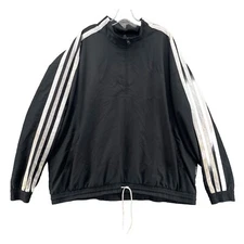 Adidas Track Jacket Mens 2XL Black Bomber Hip Hop Streetwear Stripes Sportswear