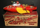 1950'S MARX "SPARKLING ROCKET FIGHTER SHIP" TIN W/U TOY-LOOKS NEW, ORIGINAL BOX!