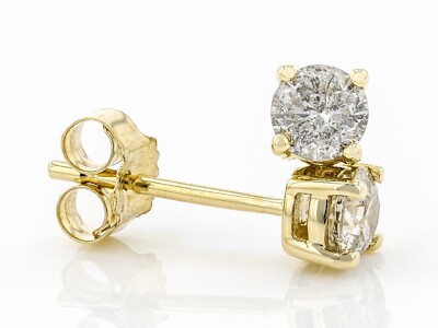 Solitär-Ohrringe 10 Karat Gelbgold 0,40 kt 3,5 mm rund weißer Brillant Diamant