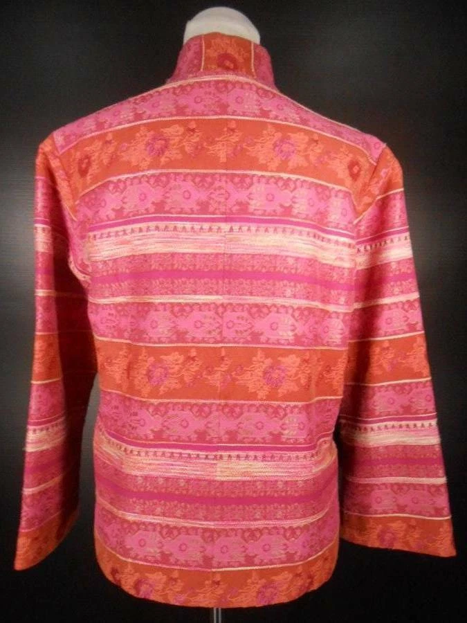 Hermosa Chaqueta Blazer Para Mujer 12P Petite 12 Coldwater Creek Rosa Rayas LS Foto 4 de 4