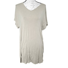 Nordstrom Ladies Size Medium Olive Green Buttery Soft V-Neck Shirt Dress