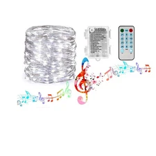 Music Sync LED String Fairy Light Battery Operated Remote Control Indoor outdoor