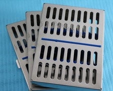 SET OF 3 DENTAL AUTOCLAVE STERILIZATION CASSETTE RACK BOX TRAY FOR 10 INSTRUMENT