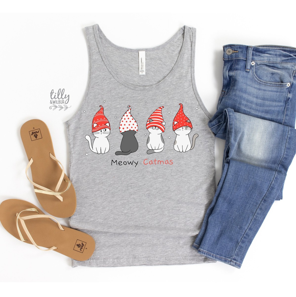 Meowy Christmas T-Shirt, Cat T-Shirt, Christmas Cat Cat