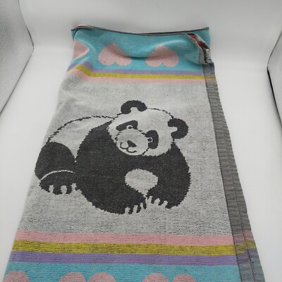Vintage Cecil Saydah Body Beach Towel Panda Bears Pastels Hearts 55 X25  Cotton