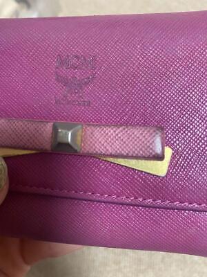 MCM Wallet Tri-Fold Leather Pink Color Accessory from Japan Used