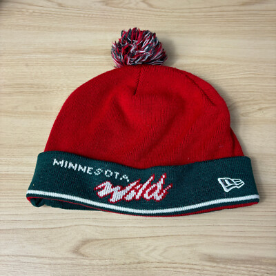 Vintage Minnesota Wild Beanie Hat Cap Mens Red Knit NHL Hockey New Era One Size