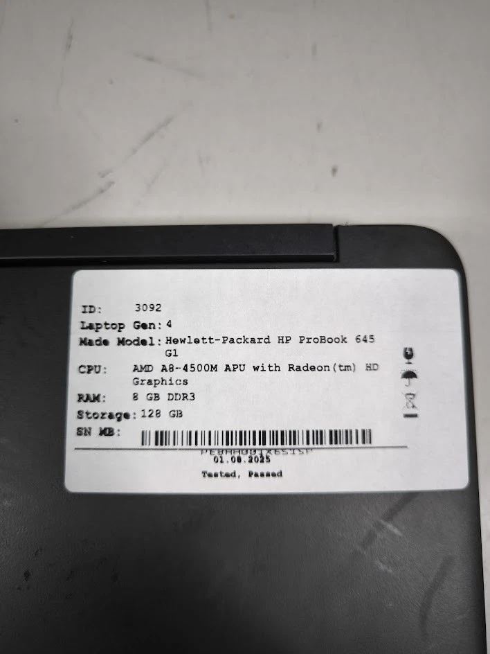 HP ProBook 645 G1 Laptop - AMD A8-4th Gen 8GB RAM - Refurbished, Working, No OS - Image 4 of 4