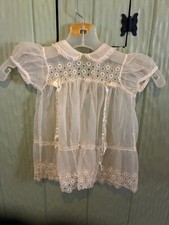 Vintage Carol Joy Creation White Infant Gown White Nylon Over Lay Chest 20"