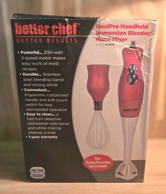 Better Chef  Hand Held Blender Pro 2 Speed IM-807R 200 Watts Dshwashet Safe Red