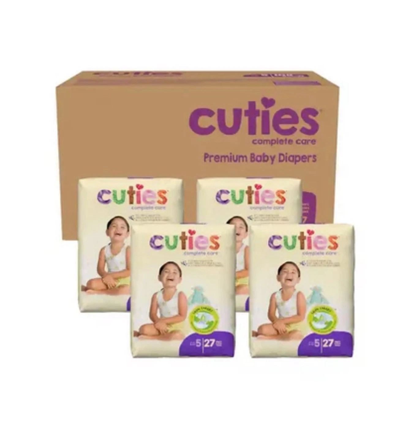 Diapers Size 5; Cuties Brand. 4pks x27 Total of 108 ct. FREE SHIP or Pickup.