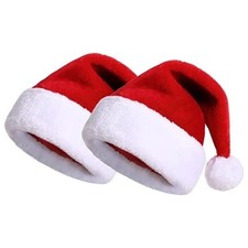 2 X Santa Hat Xmas Hat Father Christmas Hat Adults, Deluxe Plush New Year