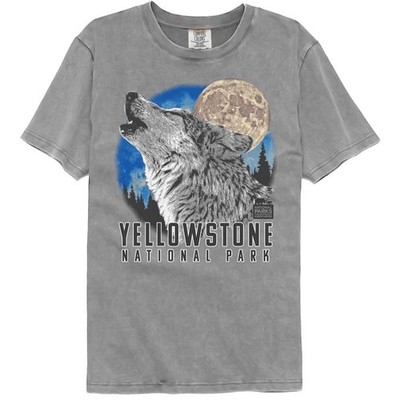 National Parks - Yellowstone Howling Wolf - American Classics - Solid Gray Adult