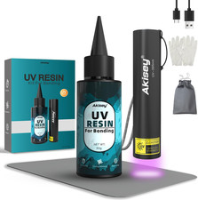UV Resin Kit with Light, 50G UV Resin with Rechargeable 395NM UV Flashlight, Fas
