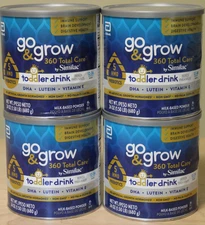 (4 pack) Go & Grow 360 Total Care by Similac Toddler Drink Powder, 23.3-oz Can