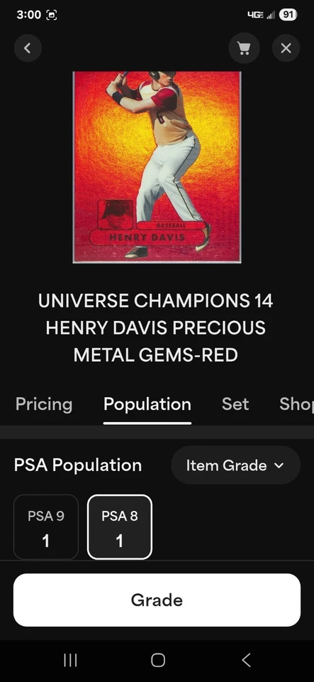 2022 ⚾ Metal Universe, Champions, Henry Davis, #94/100,  🔴 Pmg, PSA-8 - Image 3 of 3
