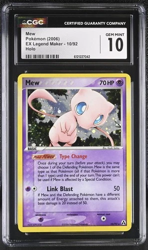 CGC 10 GEM MINT Mew 2006 EX Legend Maker 10/92 Holo Pokemon Card