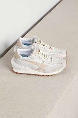 Golden Goose Women s Marathon Sneaker White Nylon/Beige/Gray sz 37 New In Box