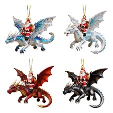 Santa's Dragon Riders Ornament 2D Christmas Tree Decoration Collection Hanging