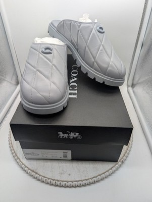 Coach Alyssa Women's Quilted LTH  Grey/Blue Clogs Size 9B NWB