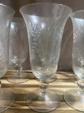 Vintage Romanian Handcrafted Footed Iced Tea Glasses Set of 7